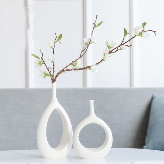 Creative Fashion White Ceramic Vase Modern Minimalist Room Decoration Home Flower Arrangement