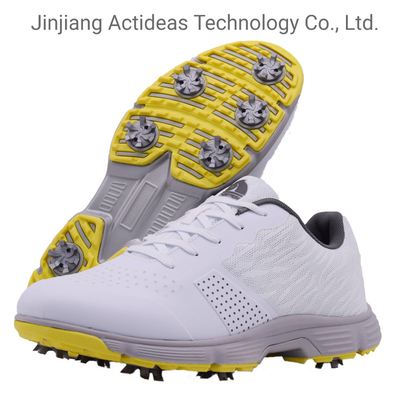 Custom Quality Men Large Rubber Sole Waterproof Leather Golf Shoes