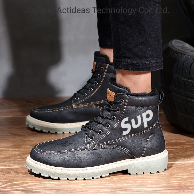 Casual Boots Men Classic Black Genuine Leather Working Rubber Boots for Men