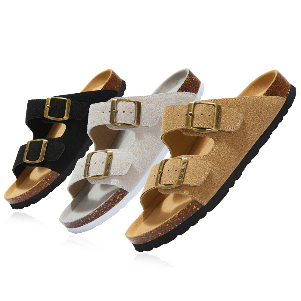 Hot Sale Composite Toe High Quality Casual Shoes Two Strap Cork Slippers