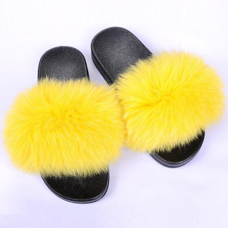 Wholesale Fashion Flat Fluffy Fur Women Slippers for Home Summer