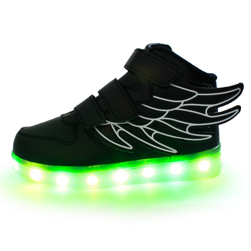 Fashion Kids Casual Shoes PU Leather USB LED Lights Shoes