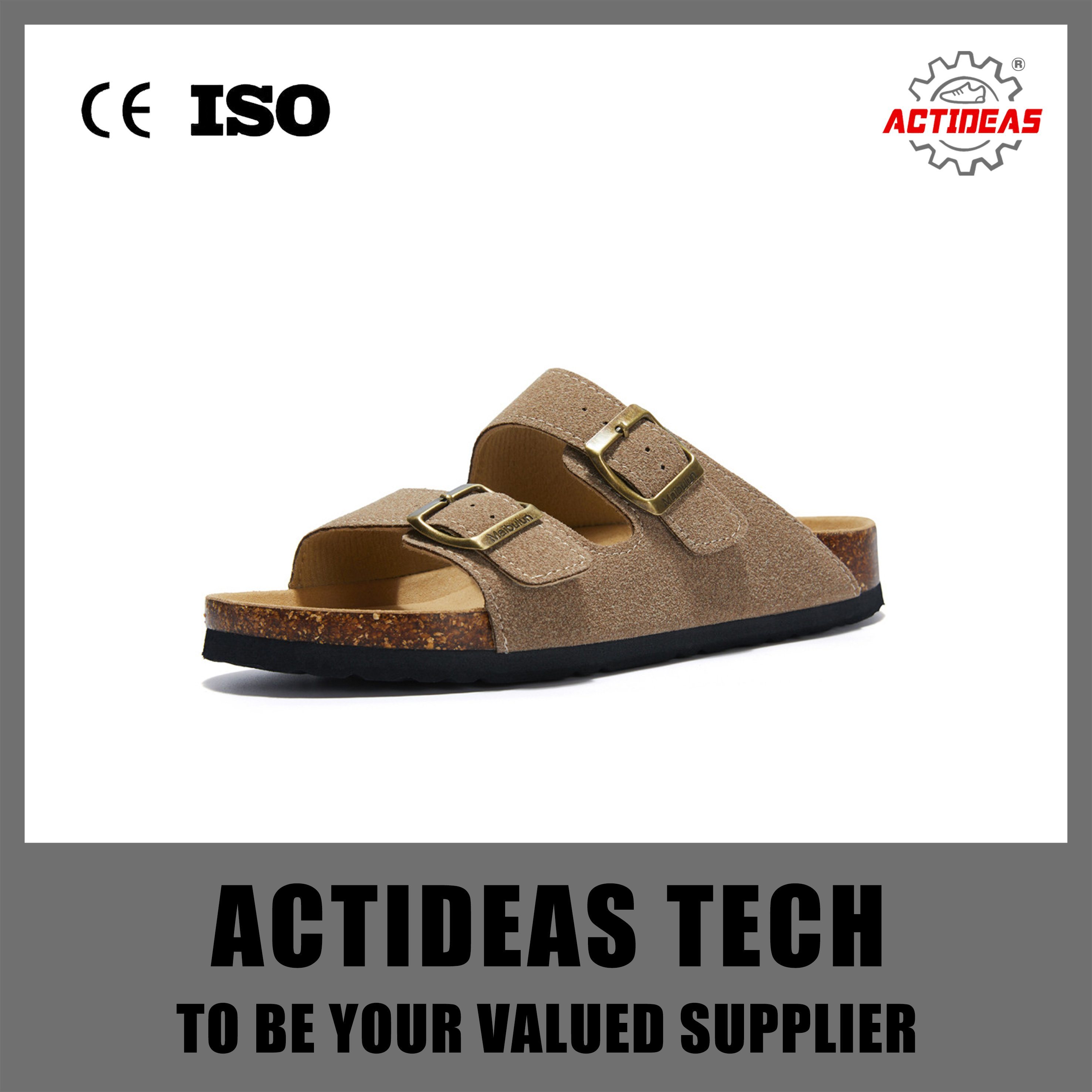 Wholesale Footwear High Quality Lightweight Fashion Two Strap Cork Slippers