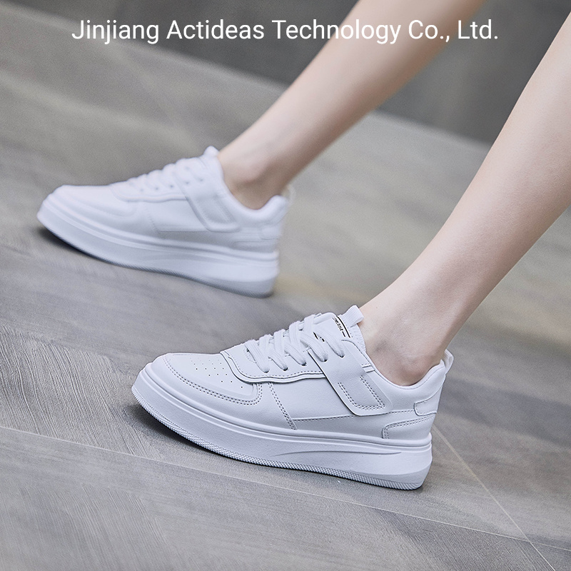 Sneakers Manufacturer Breathable Leather White Flat Women Casual Shoes