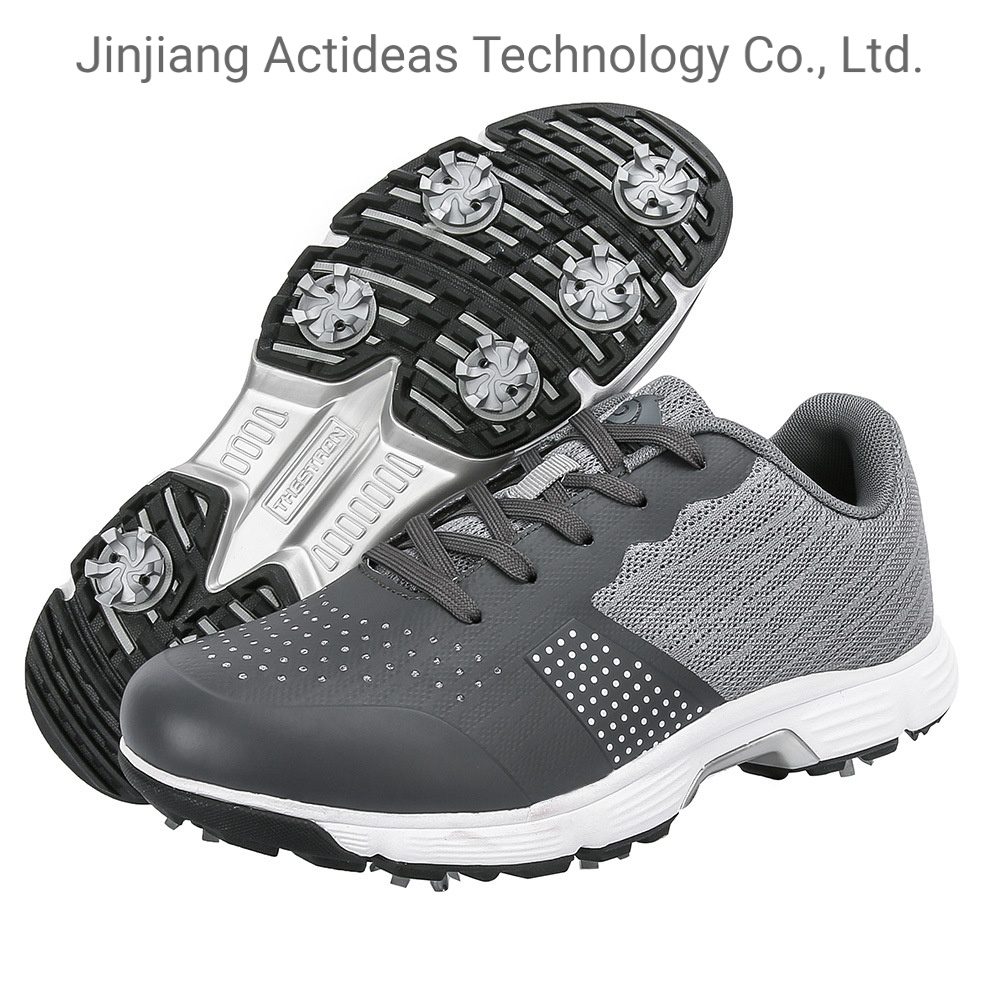 Custom Quality Men Large Rubber Sole Waterproof Leather Golf Shoes