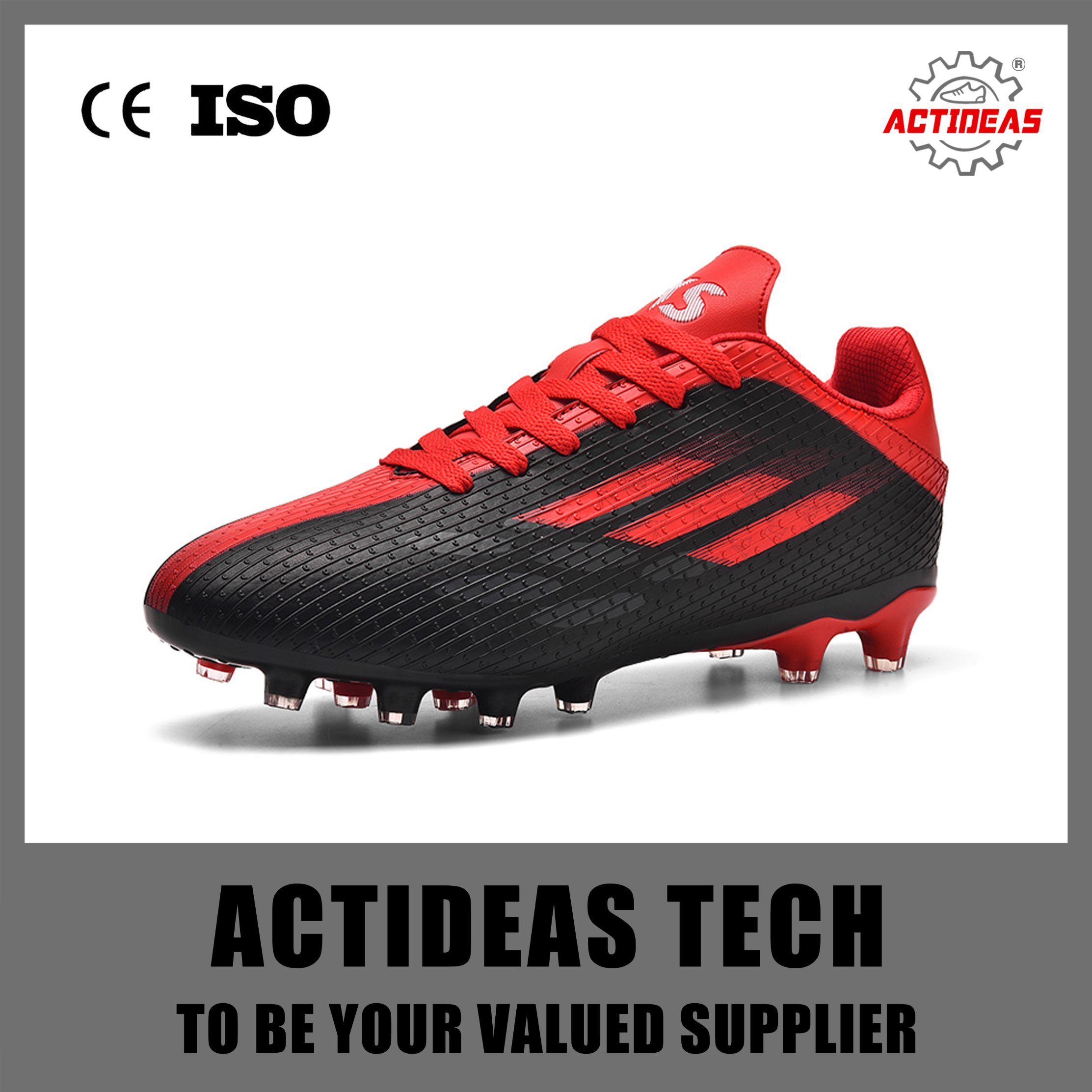 Red Factory Latest Indoor Artificial Turf Wholesale Soccer Shoes Football Boots for Men