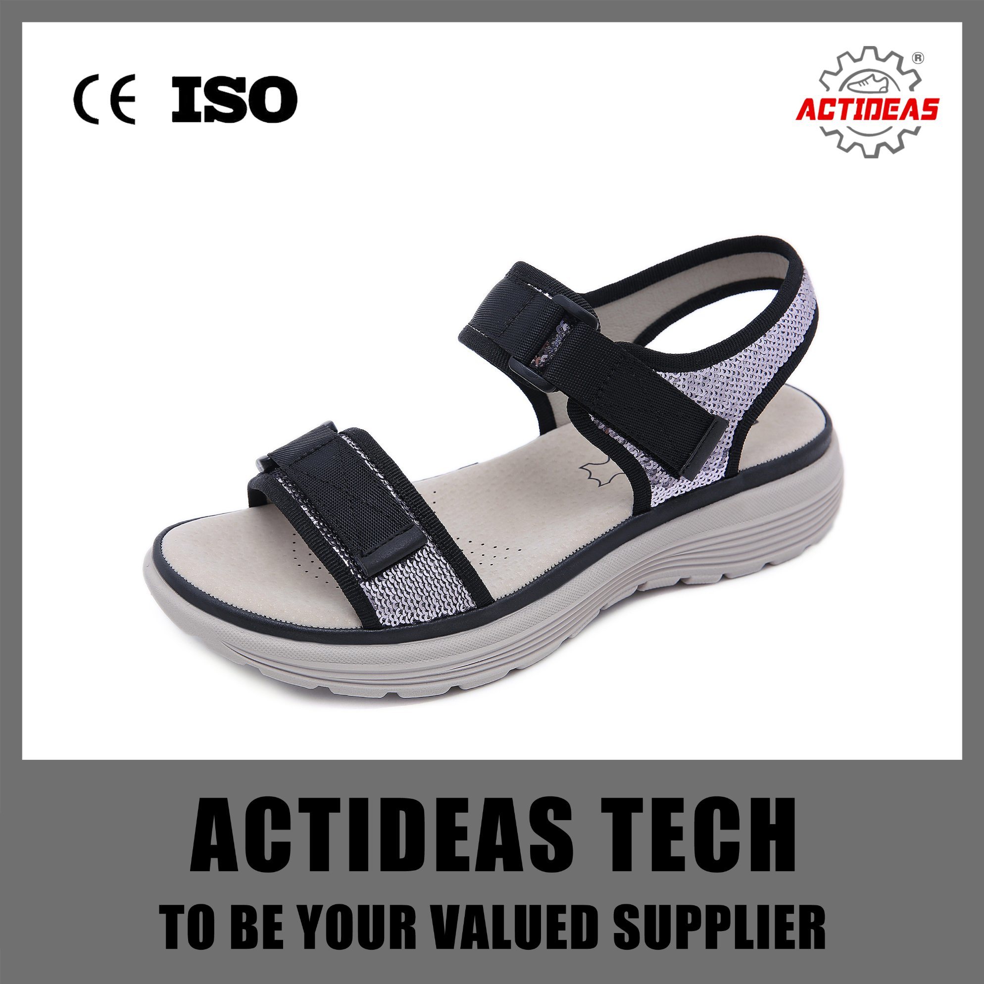 Ladies Adjustable Straps Slide Sandals Comfort with Concealed Support Water Resistant Wedge Sandals