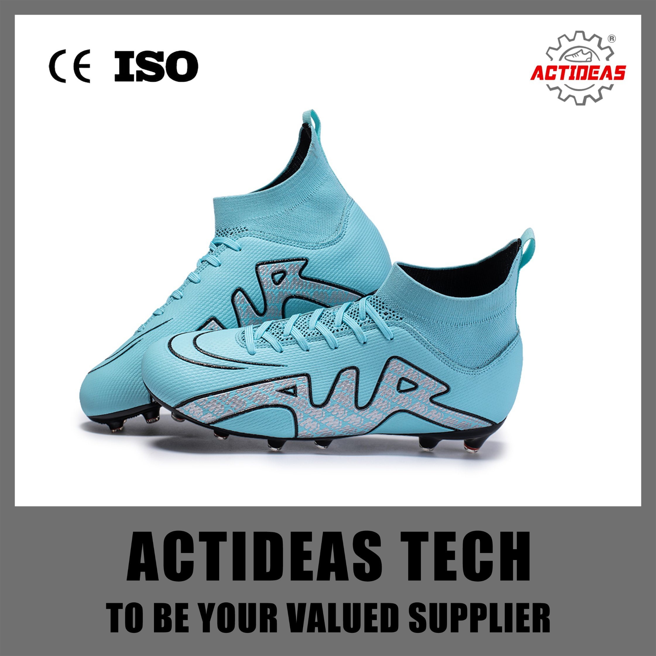 Custom Fashion Men Outdoor TPR Sole Sports Soccer Shoes