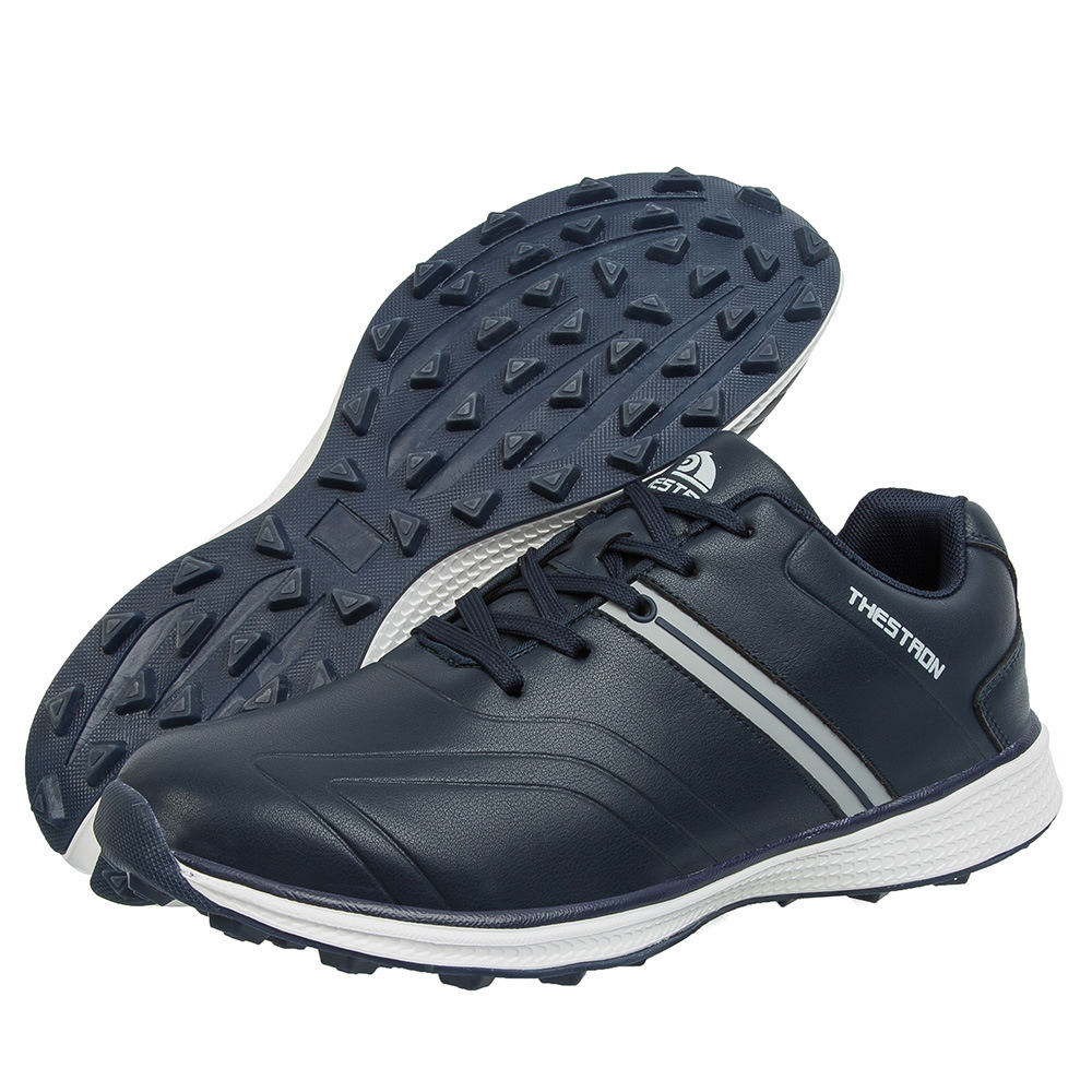 Men Lace up Trainers Leather Rubber Sole Waterproof Golf Shoes