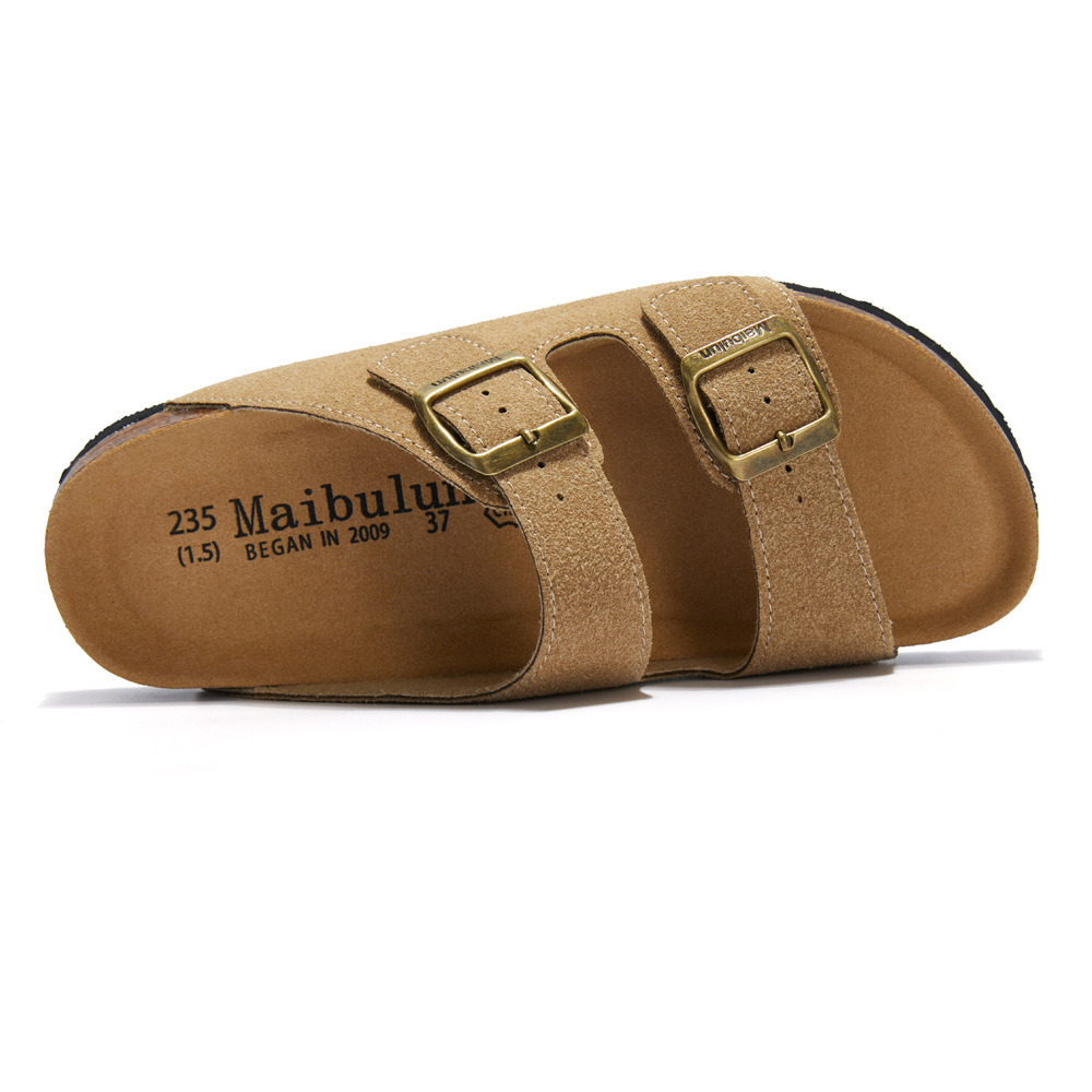 Hot Sale Composite Toe High Quality Casual Shoes Two Strap Cork Slippers