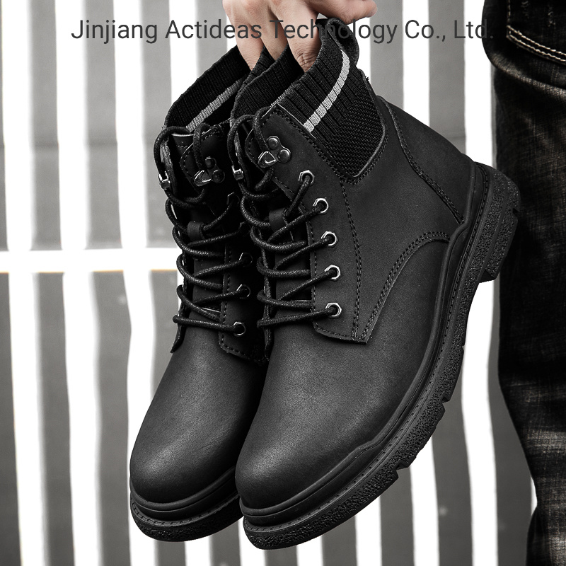 2020 High Quality Fashion Black Leather Ankle Men Boots Men Shoes
