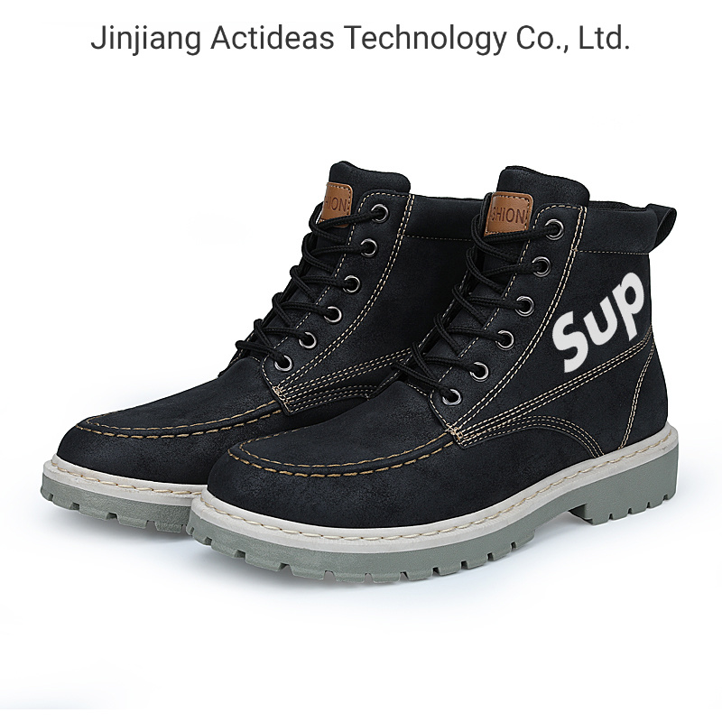 Casual Boots Men Classic Black Genuine Leather Working Rubber Boots for Men