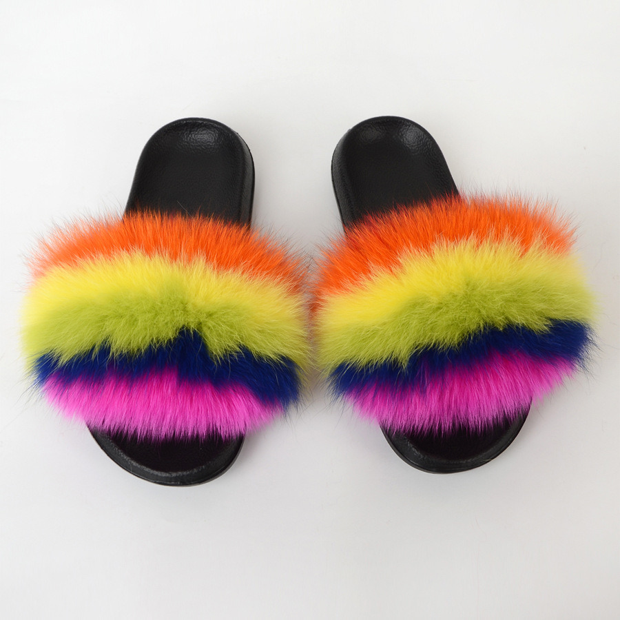Fashion Party Daily Fur Flat Summer Slides Sandals Slippers Women