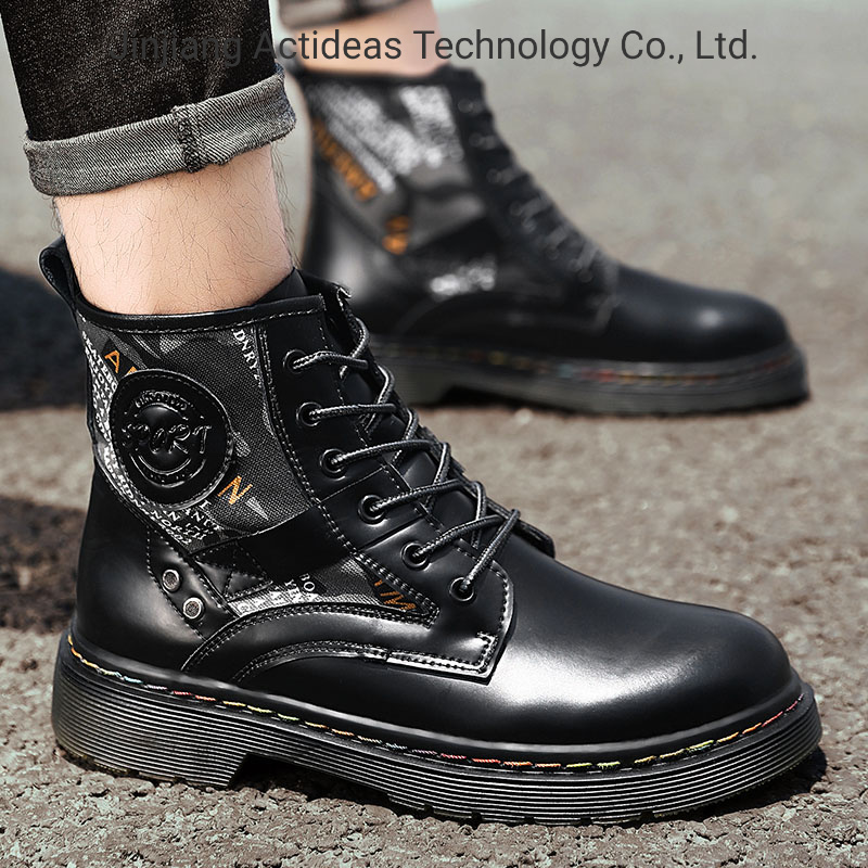 Leather Boots Martin High Top Microfiber Leather Boots for Men